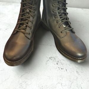 Black Lace Up Ankle Boots Women Size 9 Lug Sole Combat Style